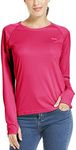 Willit Women's UPF 50+ Sun Protection Shirt Long Sleeve SPF UV Shirt Rash Guard Swim Hiking Fishing Tops Lightweight Rose Red XXL