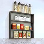 NOYOTA (brand) Wooden Wall Mounted Rack, Organizer, Wall Shelf for Kitchen Storage Boxes, (Number of Shelves - 5, Brown), Wooden Shelves