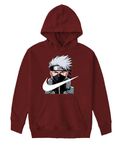 Khakey Boys Cotton Hoodies|Cotton Sweatshirt with Hood|Boys Anime Causal Stylish Hoodie|Kakashi Hatake Anime Tshirt and Hoodie|Naruto Anime Sweatshirt (in, Age, 9 Years, 10 Years, Regular, MaroonM53)