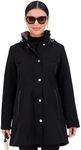 Jones NY Two-Tone Womens Jacket with Removable Hood, Long Winter Coats for Women, Black/Taupe - XS