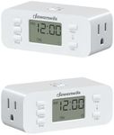 DEWENWILS 24 Hour Programmable Digital Timer Outlet, 2 Pack Timers for Electrical Outlets, Indoor Light Timers for Lamp Fan Aquarium, 2 Grounded Outlet, 125V/15A Resistive/1000W Tungsten, 3 Prong
