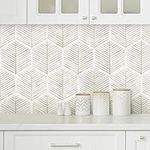 MelunMer Modern Peel and Stick Wallpaper Boho Contact Paper for Cabinets and Drawers Self Adhesive Wallpaper Removable Wallpaper for Bedroom Geometric Wallpaper for Bathroom Beige/White 17.3''×78.8''