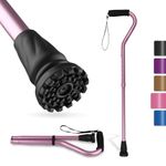 GPTCAMP Walking Cane and Walking Stick for Men Women,Lightweight Folding Cane with Offset Soft Cushioned Handle,Single Point Cane, Adjustable and Collapsible,Seniors Folding Cane (Pink)