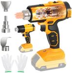 Cordless Heat Gun for Dewalt 20V Battery,350W Hot Air Gun Kit,Settings 300°C and 550°C Fast Heating Hot Air Gun with 3 Nozzles for Shrink Tubing, Vinyl Wrap, Crafting, Electronics (No Battery)