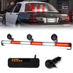 Xprite 35" COB LED Emergency Traffic Advisor Strobe Light Bar w/Control Box Rear Windshield Safety Flashing Police Lightbars, for Ambulance Volunteer Firefighter Trucks Vehicles - White/Red