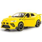 TGRCM-CZ Compatible for 1/32 Lamborghini Urus Model Car Diecast Collectible Pull Back Toy Car with Light and Sound Toy Vehicle for 3+ Year Old Kids Boys Gift Yellow