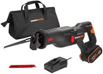 WORX WX516 Nitro Cordless Reciprocating Saw 20 V - Powerful Brushless Motor - Fast Saw Blade Change - Variable Cutting Speed - LED Light - Includes 4Ah Battery, Quick Charger and 2 Saw Blades