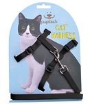 PUPTECK Adjustable Cat Harness and Leash Set Escape Proof Kitten Strap Collar for Walking Travel, Black