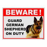 Clickforsign BOD-REF-BIG-SB-5 Beware of Guard Dog German Shepard on Duty Sign