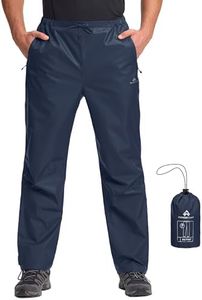 Pioneer Camp Men’s Rain Pants Waterproof Packable Lightweight Windproof Outdoor Pants Hiking Fishing Golf Work Trousers Navy