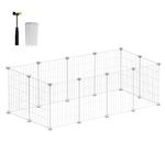 SONGMICS LPI001W01 Indoor Guinea Pig Playpen, Rabbit Cage, Large Exercise Enclosure, DIY Metal Modular Fence for Hamster Pet Small Animals - White