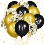 60th Birthday Balloons, 15Pcs Black Gold Happy 60th Birthday Balloons Black Gold 60th Birthday Party Decorations Balloons for Men Women 60th Birthday Decoration Supplies 12 inch