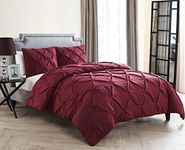 VCNY Home Carmen 3 Piece Microfiber Duvet Cover Set, ULTRA SOFT Duvet Cover, Wrinkle Resistant Bed Set, Queen, Burgundy