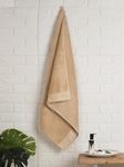 Spaces 100% Egyptian Cotton Large (75 Cm X 150 Cm) | 670 GSM Dobby Solid Bath Towel (Beige)- Luxury Egyption Cotton