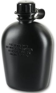 M-Tac 1 Quart Plastic Canteen 34 Oz /1L - Army Military Water Bottle for Hiking Camping Airsoft Backpacking (Black)