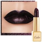 OULAC Metallic Shine Glitter Lipstick,Black High Impact Lipcolor, Lightweight Soft and Ultra Hydrating, Long Lasting, Vegan & Cruelty-Free, Full-Coverage Lip Color 4.3 g/0.15 Midnight Mirage(21)