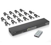 MT-VIKI 4K 16 Port KVM Switch HDMI, 4K@30Hz Rack Mount KVM Console w/16 Cables + 4 USB 2.0 Devices + IR Remote, Support EDID Storage, HDMI 1.4, HDCP 1.4 for 16 Computers/Servers, Fit 1U 19'' Rack