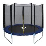 Charles Bentley Monster Children's 8ft Trampoline with Safety Net Enclosure for Kids Black