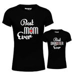 Hangout Hub Women's & Girl's Round Neck T-Shirt Best Mom Daughter Ever (Black;Mom XL(40);Daughter 2-4Yrs ;) Pack of 2 Family T-Shirts