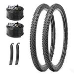 Mountain Bike Tires Set: 2-Pack 26x2.125 inch Folding Replacement MTB Bicycle Tires and Inner Tubes with Tire Levers