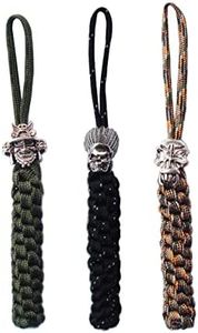 KNIFIUS 3pcs Knife Paracord Lanyard Ropes with Alloy Skull Pendant,EDC Multifunctional Tool Outdoor Camping Folding Knives Gadget Ornaments