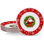 VEWEET Dinner Plates Set of 6 for Christmas, 27cm Plates Sets, Salad Plates Round Dish for Kitchen, Microwave & Dishwasher Safe, Series SANTACLAUS