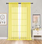 GoodGram 2 Pack: Basic Rod Pocket Sheer Voile Window Curtain Panels - Assorted Colors (Yellow, 84 in. Long)