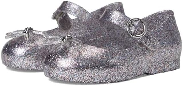 mini melissa Sweet Love BB (Toddler/Little Kid) - Sandals for Kids - Hook-and-Loop Closure - Cushioned Footbed Silver Glitter 12 Little Kid M