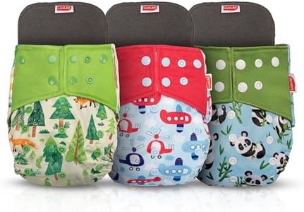 LuvLap Reusable Baby Cloth Diapers Combo Pack of 3 (3 Shell + 3 Pads) Double Leak Guard, High Absorption, Stain-Proof Comfort & Protection, 3m+, Rash Free, Adjustable Waist & Height with Snap Buttons