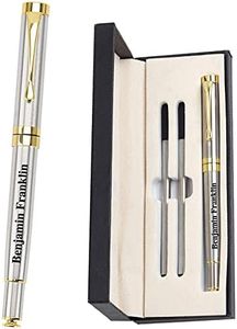 Auchic Personalized Text/Logo Ballpoint Pen with 3 Black Refills,Customed Engraved Business Pen,Luxury Pen,Professional Executive,Office Pen,Best Ball Pen Gift Set (Silver)
