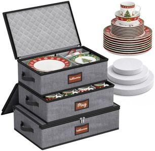 MISSLO Large Capacity China Storage Containers Hard Shell Plate Storage Containers, Kitchen Packing Moving Boxes for Dishes, Dinnerwares, Mugs Protectors, 3 Piece Set