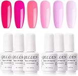 Gellen Gel Nail Polish Kit - Summer Series 6 Colors Nail Polish Set, Pink Red Neutrals Gel Polish Kit, Soak Off Gel Nail Kit, Manicure DIY Home Salon, Pastels Colors Pretty In Pink