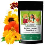 Edible Flowers Seed Pack - 5 Varieties of Canadian Wildflower Seeds - Individual Seed Packets for Outdoor or Indoor Canada Growing. Sunflower, Calendula, Nasturtium, Marigold, Chamomile