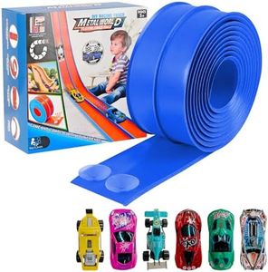 Dikopubby Flexible Race Track for Kids, 15FT Car Track Starter Set with 2 Suction Cups and 6 Diecast 1/64th Cars - STEM Racing Toy for Boys & Girls Ages 3+