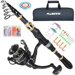 PLUSINNO Fishing Rod and Reel Combos Carbon Fiber Telescopic Fishing Rod with Reel Combo Sea Saltwater Freshwater Kit Fishing Rod Kit (Full Kit with Carrier Case, 2.1M 6.89FT)