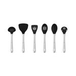 Good Food in Partnership with Tower 6Pc Silicone Utensil Set, Stainless Steel Handles with Hanging Loops, Black, GF832252