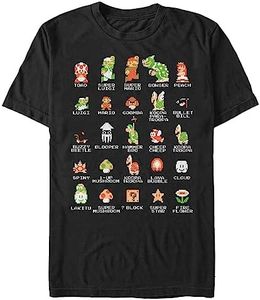 Nintendo Men's Pixel Cast T-Shirt, Black, 3X-Large