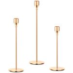 Mivitoom Set of 3 Gold Candle Holders,Taper Candle Metal Candle Stand Holder - Elegant Candlestick Holders for Home Party Wedding Decoration