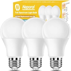 Full Spectrum Light Bulb, 6000K Natural Sunlight Bulbs, 9W 60W Equivalent LED Light Bulb, Natural Light Bulbs A19, E26/E27 LED Light Bulbs for Home, 3 Pack