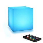 Mr.Go 4" LED Cube Light Night Lamp Color Change Mood Light for Kid w/Remote, 16 RGB Color, Dimmable, Rechargeable Square Lamp for Lighting & Decorate