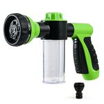 Garden Hose Nozzle, Foam Hose Sprayer High Pressure Spray Nozzle 8 Adjustable Water Patterns with 3.5oz Soap Dispenser Bottle for Car Washing, Plant Watering, Pets Showering