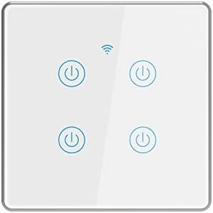 Lancoon Intelligent Light Waterproof Switch with Silver Aluminium Frame, Support for Wireless Remote Control, Voice Control, Family Multiplayer Sharing (4 Gang)