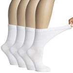 Hugh Ugoli Women's Bamboo Diabetic Crew Socks With Seamless Toe, 4 Pairs, White (Shoe Size: 6-9)