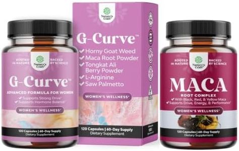 Bundle of G-Curve Butt and Breast Support Capsules - Horny Goat Weed Muira Puama and Maca Root Capsules for Women - Potent Herbal Supplement with Female Enhancing Blend of Red Yellow & Black Maca Root