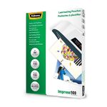 Fellowes A4 Laminating Pouches, Gloss Finish, 100 Sheets, 200 Micron (2 x 100 Micron) High Quality Finish - Ideal for Notices, Photos and Creatives