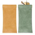 ALLY-MAGIC Soft Glasses Case, Leather Eyeglasses Case for Protecting Glasses, Portable Sunglasses Case Eyeglasses Pouch for Women Men Students Kids Y4-PZYJD (Orange Green)