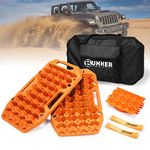 Recovery Traction Boards- BUNKER INDUST Offroad Traction Mat Track Tire Ladder with Jack Base Orange Traction Tracks for Sand Mud Snow, Pack of 2