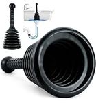 Luigi's Sink Plunger - Shower Drain Clog Remover - for Clogged Drain in Kitchen, Bathroom, Baths, Waste Pipes - Heavy Duty, Powerful Toilet Plungers - Black