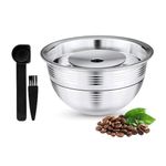 i Cafilas Reusable Coffee Pods, Stainless Steel Refillable Coffee Capsules Compatible with Nespresso Vertuoline Vertuo Plus Machines + 230ML Aluminum Shell (Big Cup)