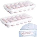 2 Pack Egg Holder, Fridge Storage Containers, Egg Storage for Kitchen Fridge Organisers, Clear Airtight Egg Boxes Keep Eggs Fresh, Egg Dispenser for Fridge with Lids Fits 18 * 2 Eggs(36 Eggs）